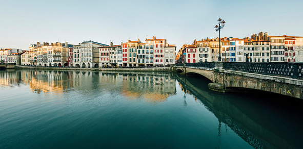 Bayonne, France, at sunset. 3 pictures panorama.