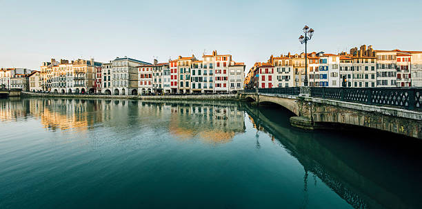 Bayonne at sunset Bayonne, France, at sunset. 3 pictures panorama. french basque country photos stock pictures, royalty-free photos & images