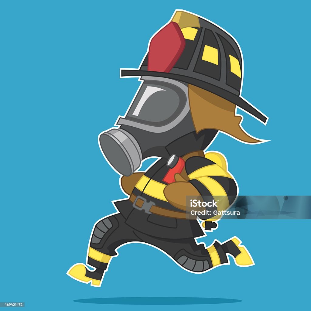 Fireman Rushes Firefighter Runs Stock Illustration - Download Image Now - 2015, Adult ...