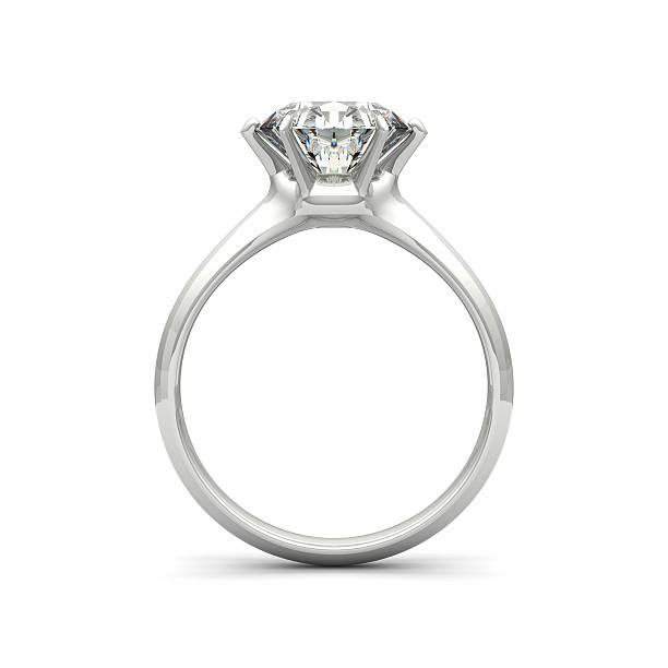 isolated image of a diamond ring on a white background - diamantring stockfoto's en -beelden