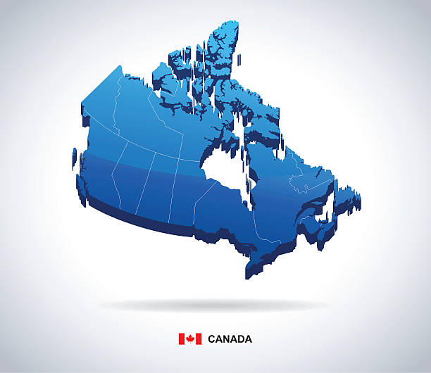 ilustraciones, imágenes clip art, dibujos animados e iconos de stock de canadá-mapa tridimensional de ilustración vectorial - toronto canada flag montreal