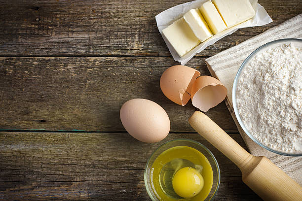 istock Ingredients for baking on the old wooden table 469428786