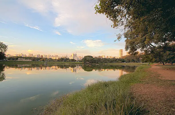 Pond inside Ibirapuera park in Sao Paulo, Brazil