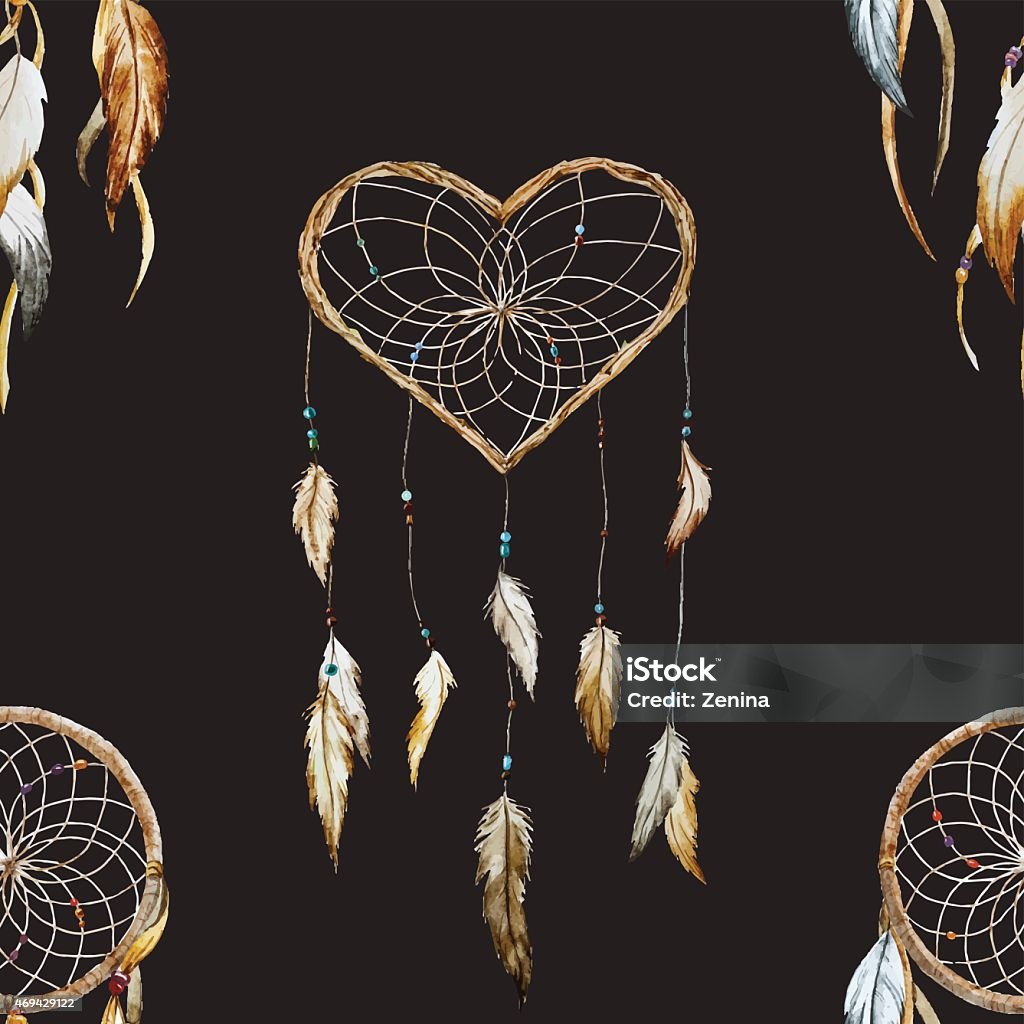 Dreamcatcher Beautiful vector pattern with nice watercolor dreamcatcher Adulation stock vector