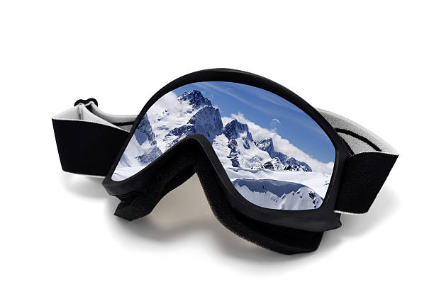 istock Ski goggles with reflection of winter mountains 469433942