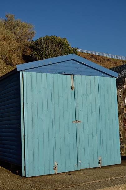 istock Wooden blue beach hut 469436836