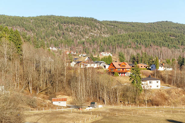istock Norwegian village view from the top 469444032