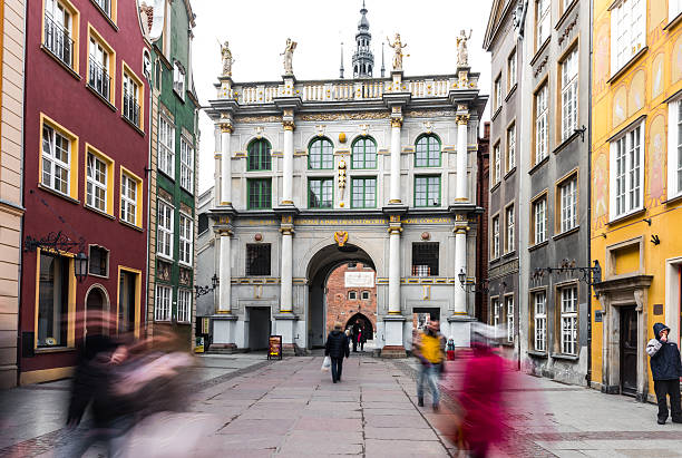 Gdansk, Poland - March 14, 2014: Golden gate in old town of Gdansk, Poland