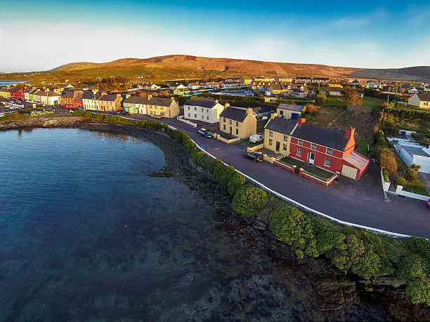 Aerial view of Portmagee in County Kerry Ireland