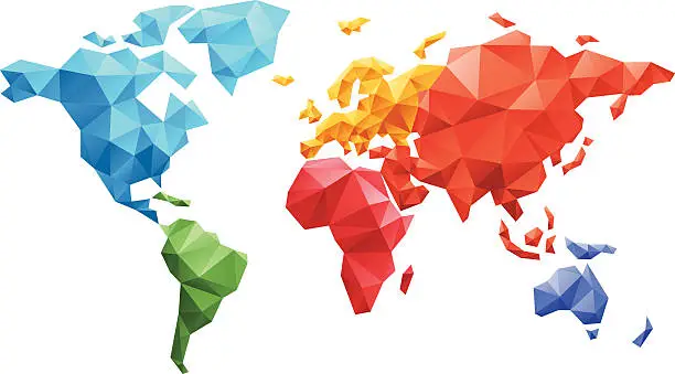 Vector illustration of World map made from triangles