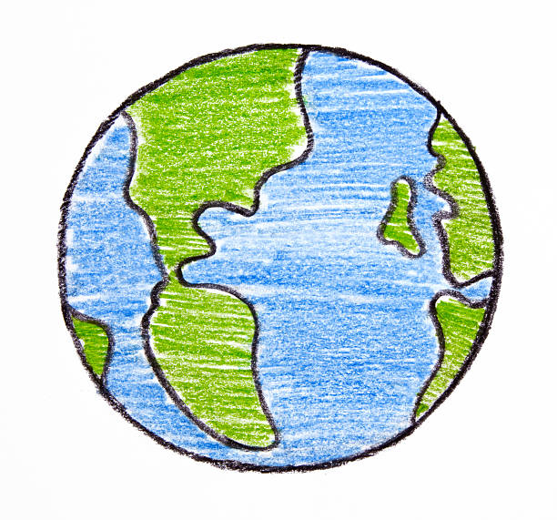 istock Child's Drawing of Earth on White Background 469450688