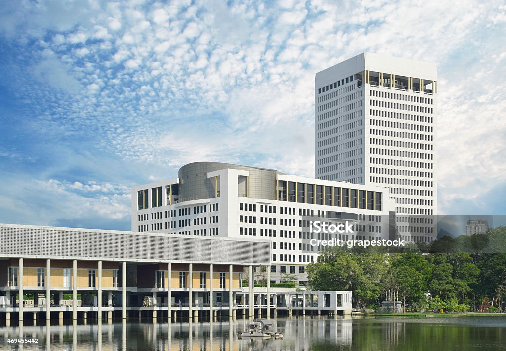 City park with modern building background City park with modern building background in Bangkok Activity Stock Photo