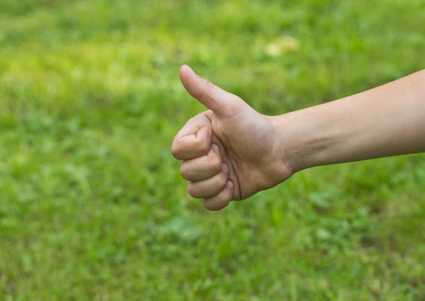 istock The children's hand is showing Number one 469455486