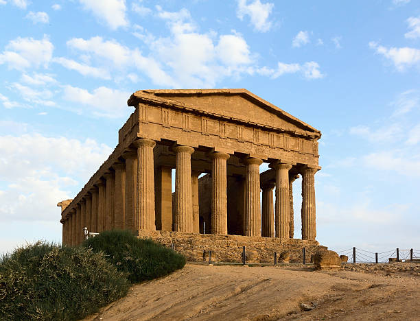 istock Facade of ruined ancient Greek temple 469459870