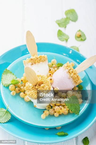 Homemade Ice Cream Cheesecake With Berries On A Stick Stock Photo - Download Image Now