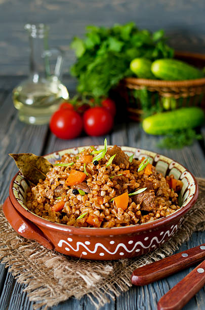 istock Buckwheat with meat and vegetables 469461140
