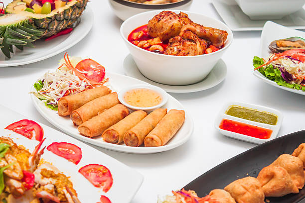 istock Group of food on table 469461924