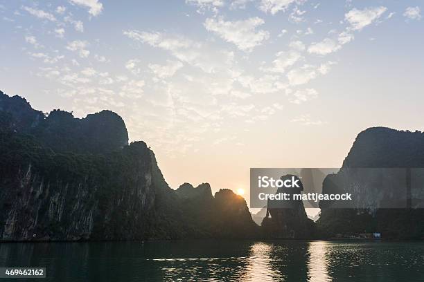 Sunrise Over Rock Formations In Halong Bay Vietnam Stock Photo - Download Image Now - Asia, Beauty In Nature, Dawn