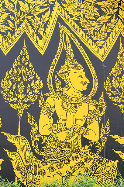 istock Buddhist Art on the Wall in Thai Temple 469465570