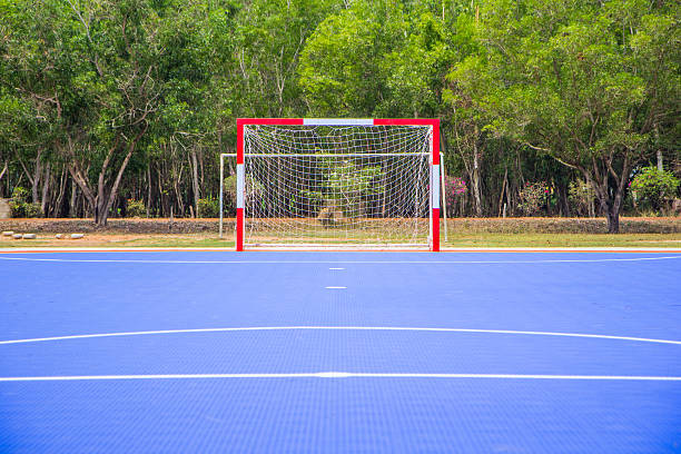 istock view of  blue soccer field 469466078