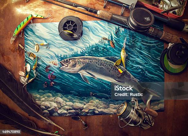 Illustration About Fishing Stock Illustration - Download Image Now - Painting - Art Product, Fishing Industry, Fishing