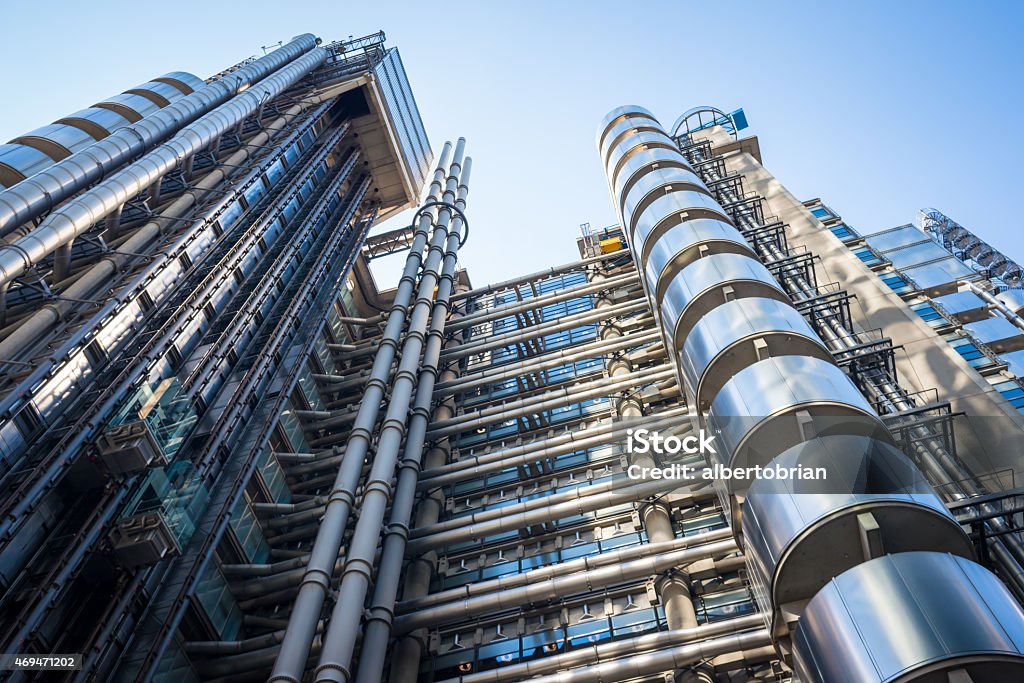 Skyscrapers in the City of London. Modern Office Buildings, London. Lloyds of London Stock Photo