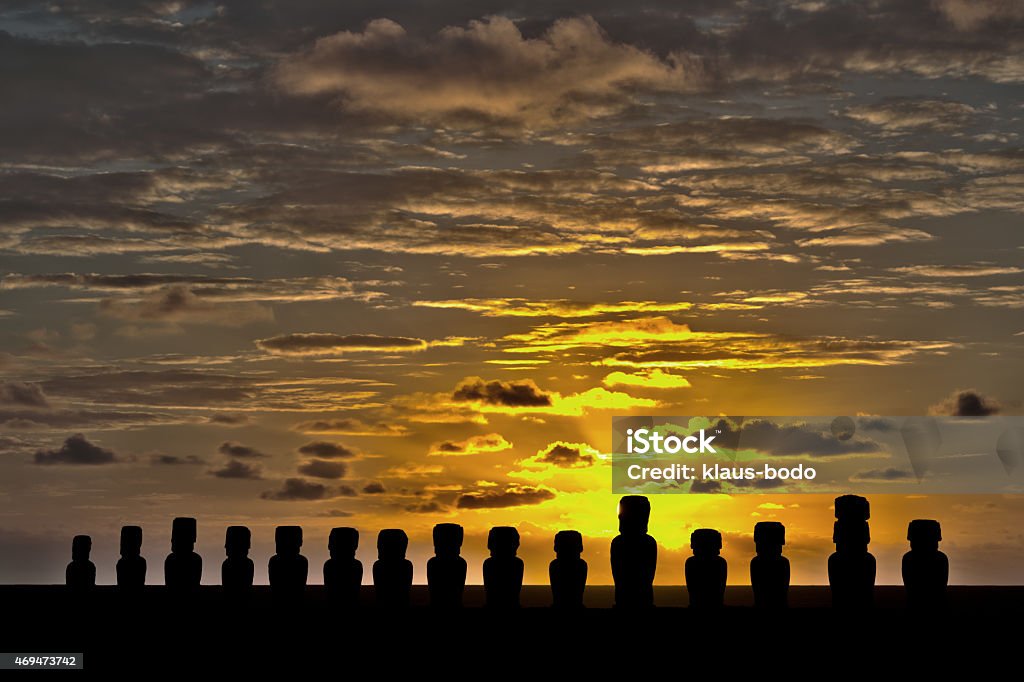 HDR of Moai at Easter Island (Rapa Nui) High Dynamic Range (HDR) Photos taken with a Nikon D800e,	 Anakena Stock Photo