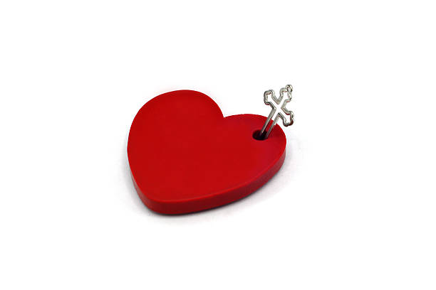 istock Red Heart with crucifix for God Concept 469477604