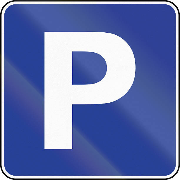 Blue and white parking sign isolated on white, includes clipping path.