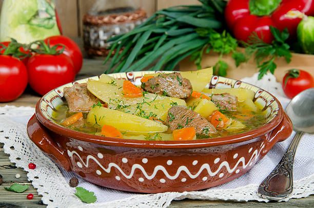 istock Meat stew with potatoes and vegetables 469484370