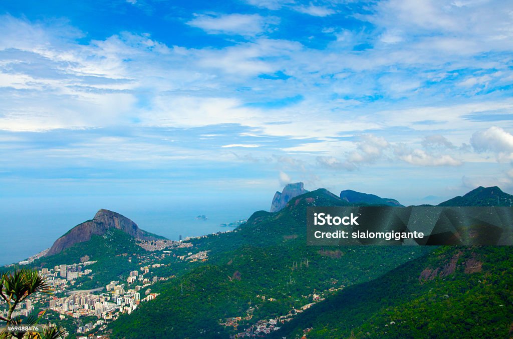 View from Corcovado, Rio de Janeiro Bay of Water Stock Photo