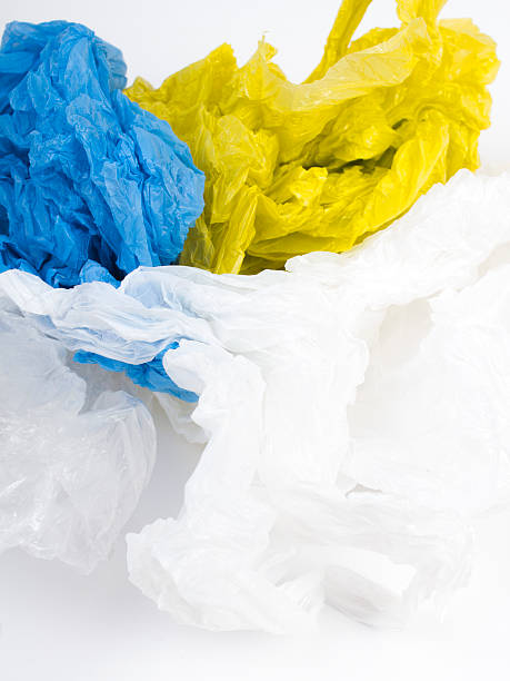 istock Plastic carrier bags on white background 469496344