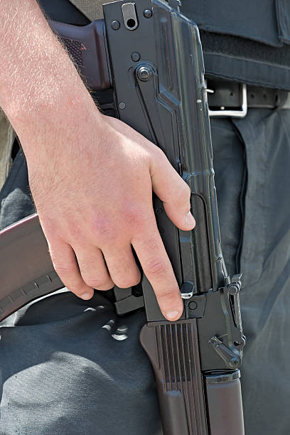 istock Ukrainian soldier with Kalashnikov rifle. 469496790