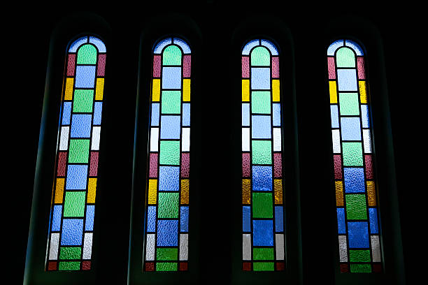 istock Vertical stained glass windows of the cathedral 469499322