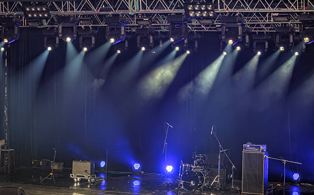istock Spotlights and illumination on stage with sound equipment 469503112