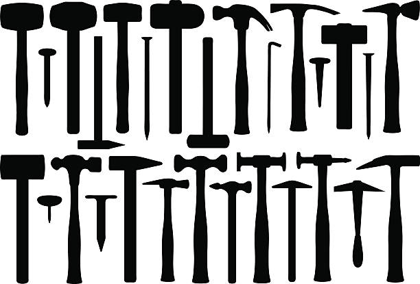 Hammers Set of different hammers isolated hammer stock illustrations