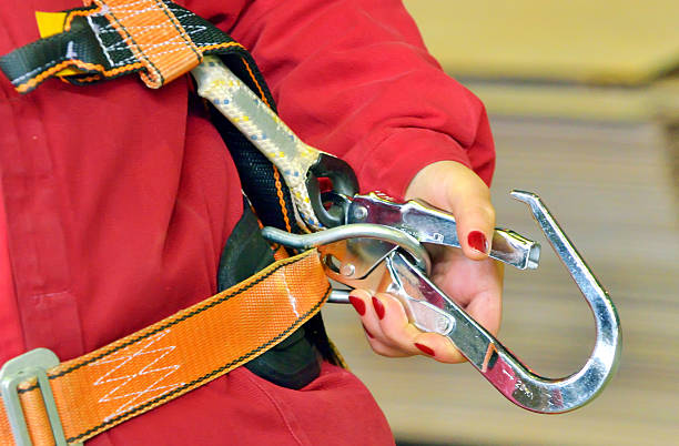 istock woman and  a fall protection harness 469507925