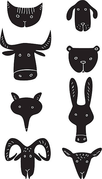 ilustraciones, imágenes clip art, dibujos animados e iconos de stock de funny animal cabezales - orejas de burro
