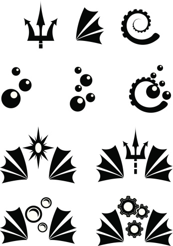 Simple Grayscale Sea Icons. EPS 10.
