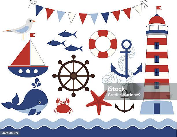 Fun And Images Of Nautical Setting Stock Illustration - Download Image Now - Blue, Red, Sailing