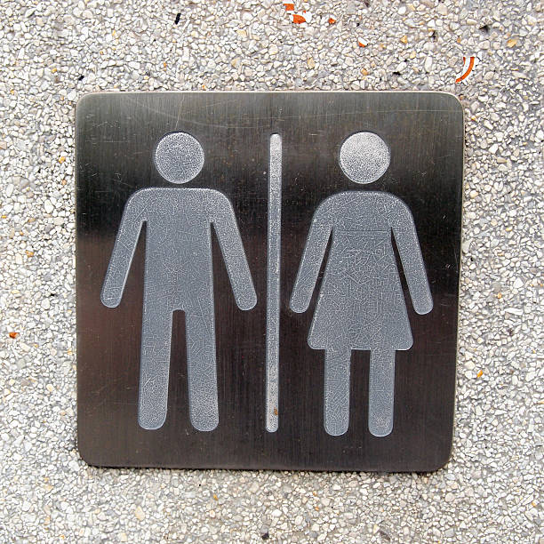 istock toilet plate sign on wall 469516521
