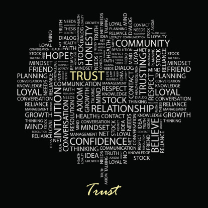 TRUST. Word cloud illustration. Tag cloud concept collage. Usable for different business design.