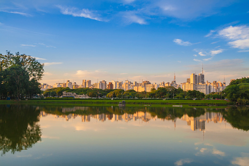 Beautiful view from inside Ibirapuera park in Sao Paulo, Brazil