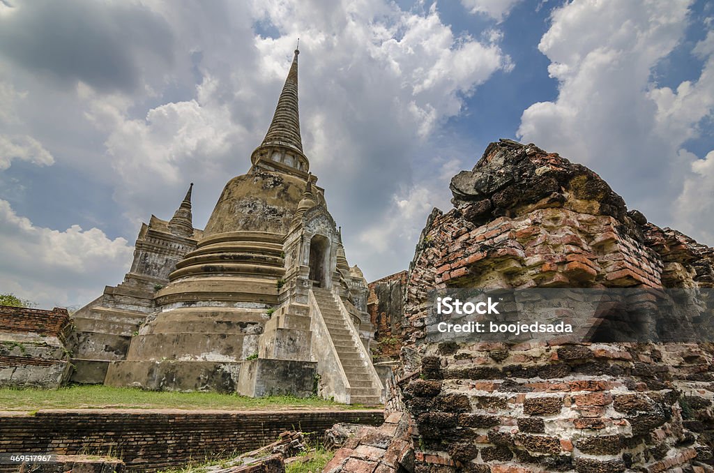 Ruinas del Templo en Ayuthaya, Tailandia - Foto de stock de Antiguo libre de derechos