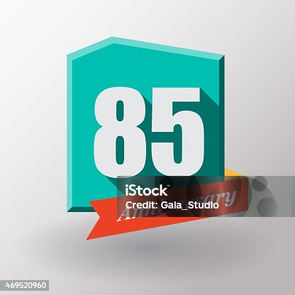 istock 85 Anniversary   label with ribbon. 469520960