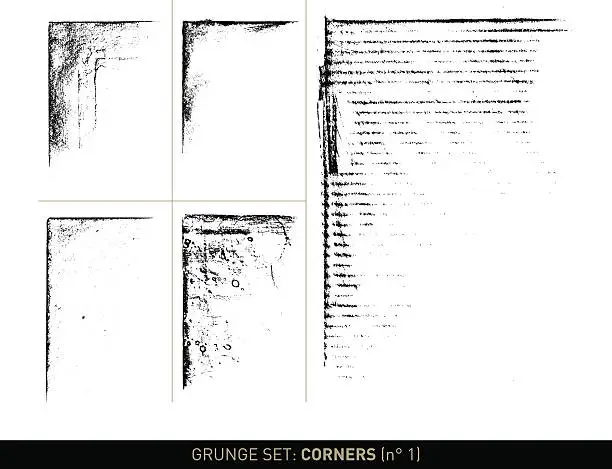 Vector illustration of Grunge set: Corner elements in b/w · n° 1