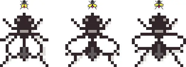 Vector illustration of Minimal Pixelated Flying Fly