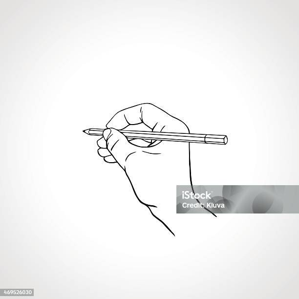 Outline Hand Writing With A Pencil Vector Illustration Stock Illustration - Download Image Now