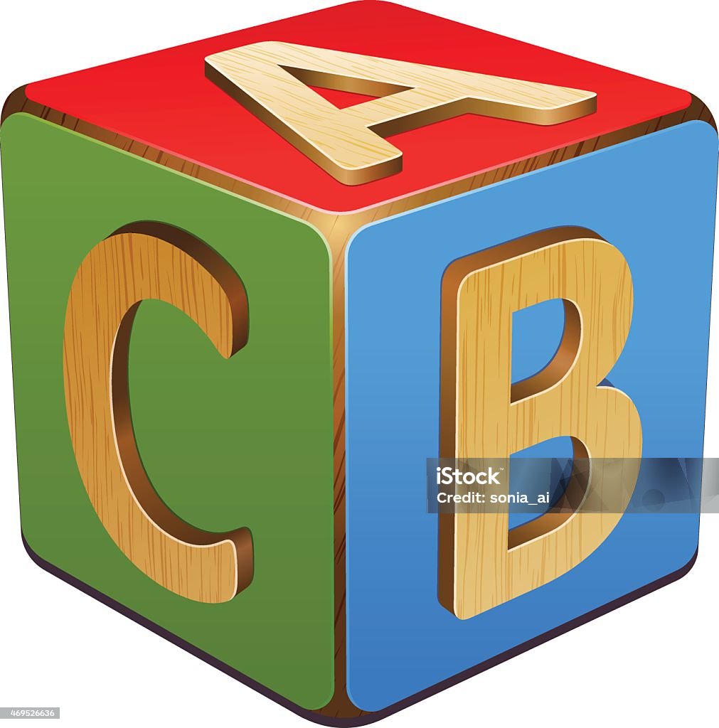 Morceau de bois avec les lettres A, B, C - clipart vectoriel de Jeu de construction libre de droits