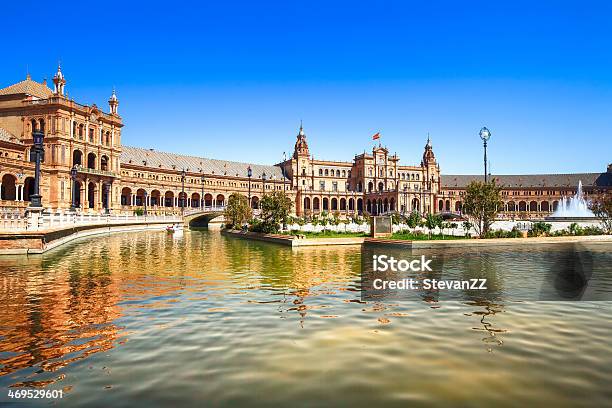 Plaza De Espana Seville Andalusia Spain Europe Stock Photo - Download Image Now - Palace, Andalusia, Architectural Column